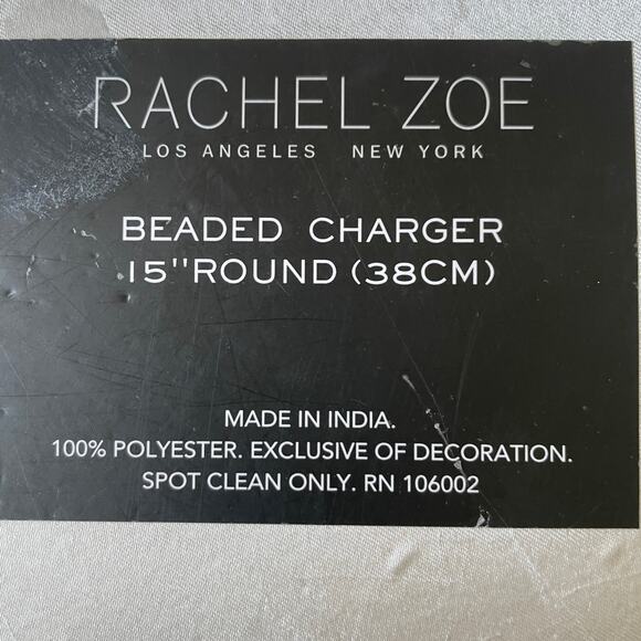 RACHEL ZOE Glass Hand Beaded Charger Placemat Bright Yellow & White Floral NEW - Picture 10 of 11